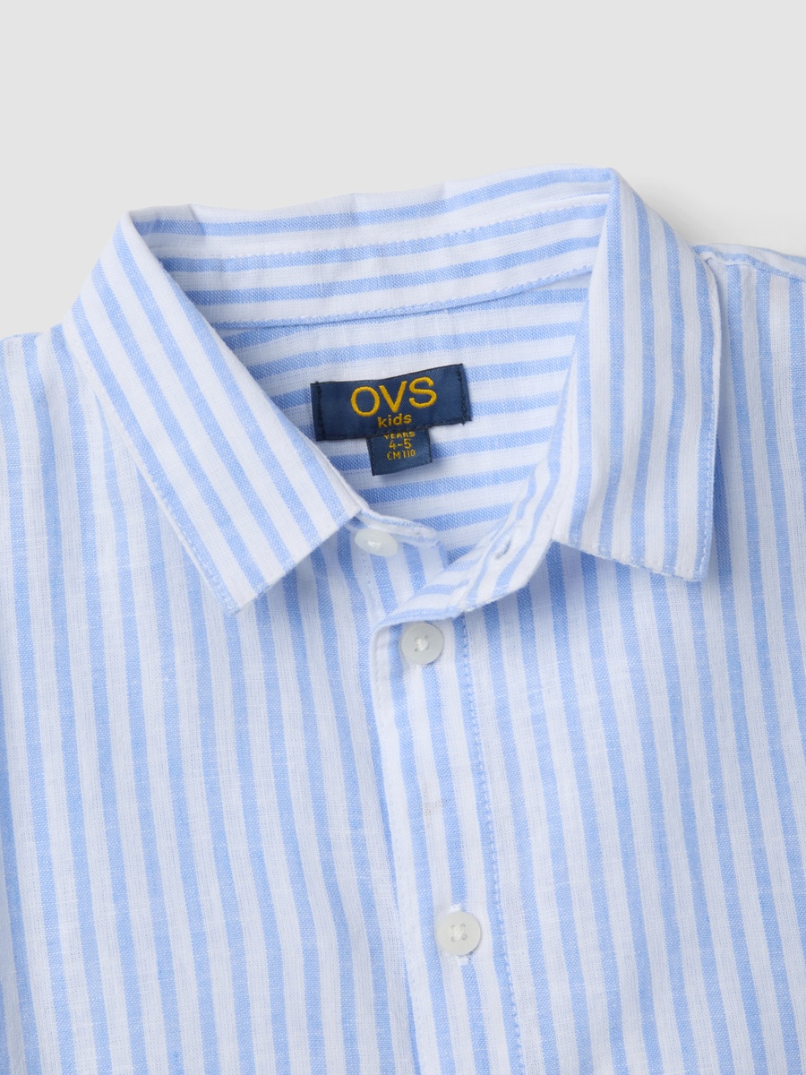 قميص من مزيج الكتان والقطن المخطط للأولاد