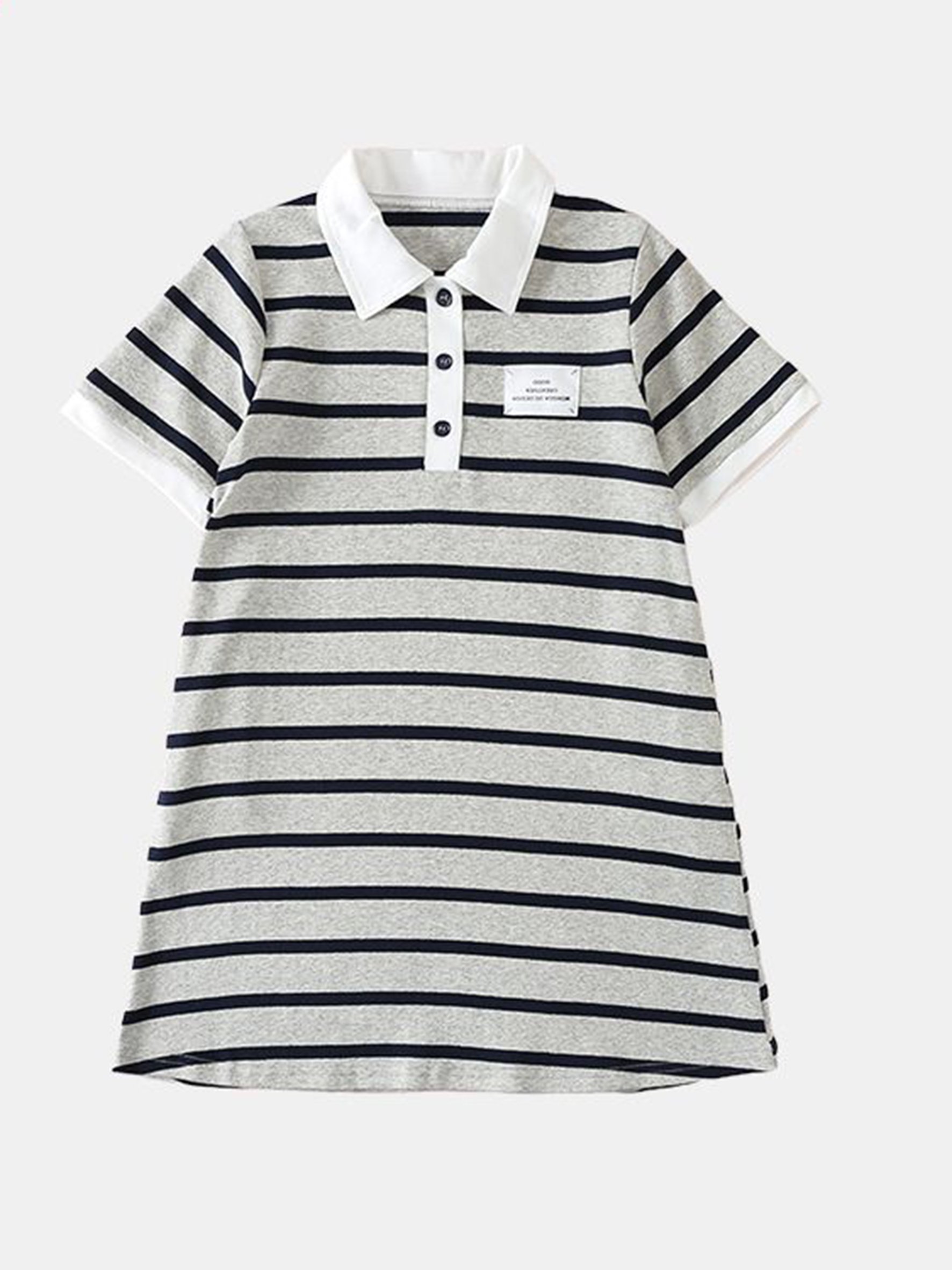 Kids Striped Polo A-Line Knee Length Dress