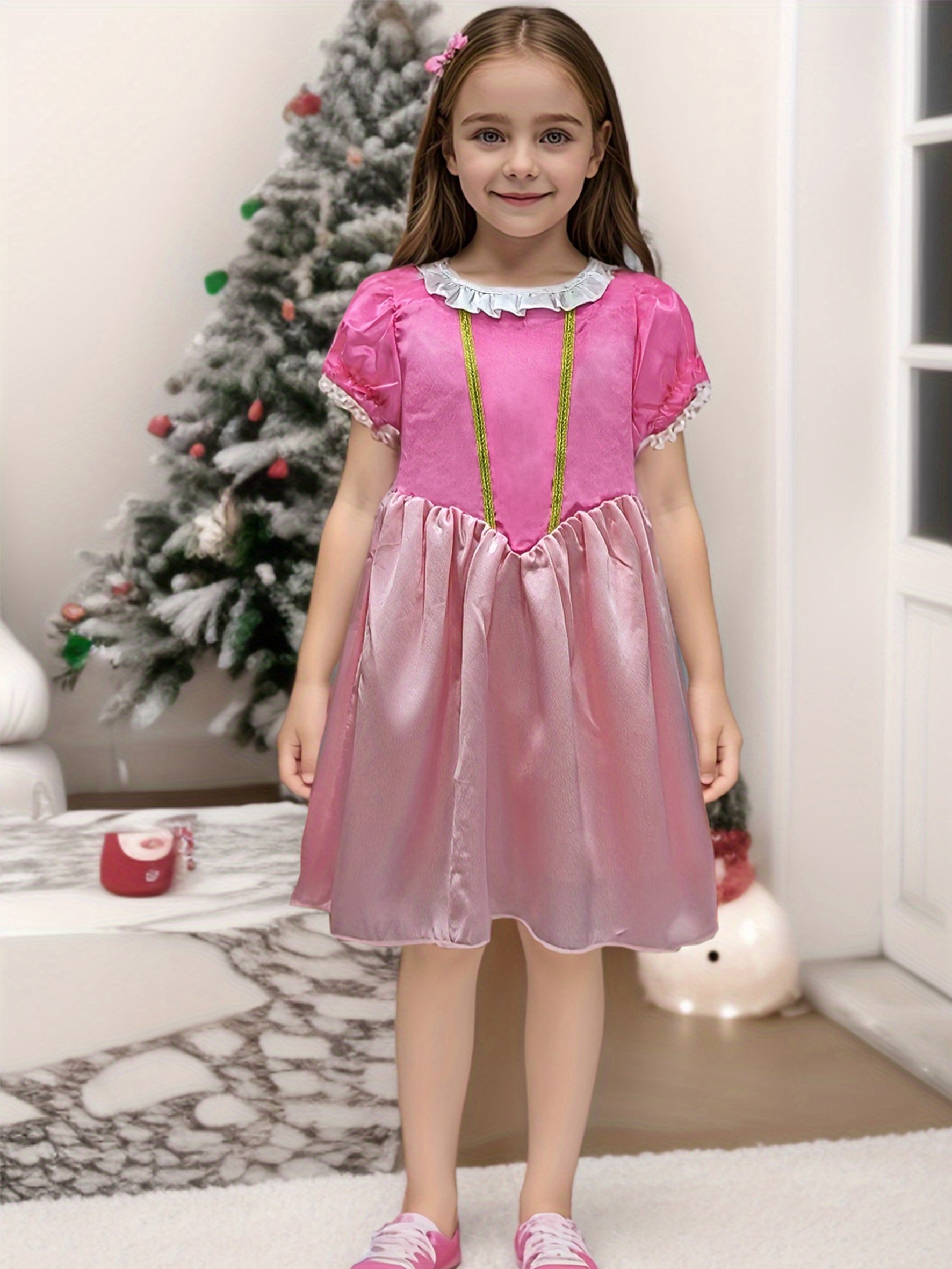 Girls Magenta A-Line Knee-Length Dress