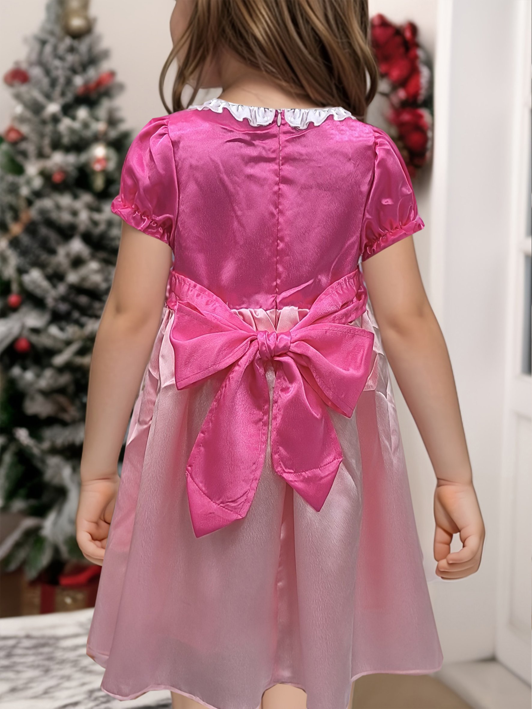 Girls Magenta A-Line Knee-Length Dress