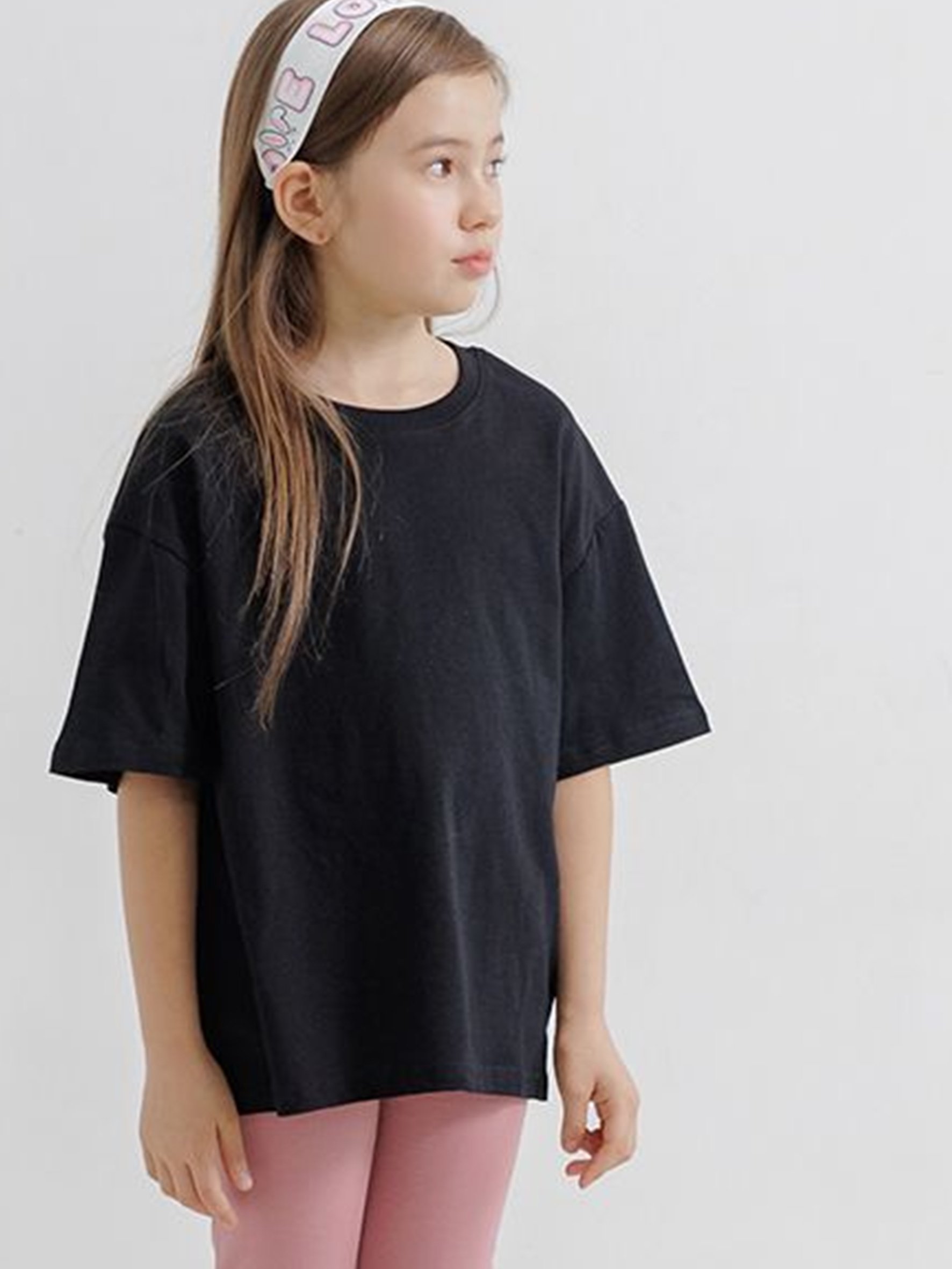 Kids Black Cotton Regular Fit T-Shirt