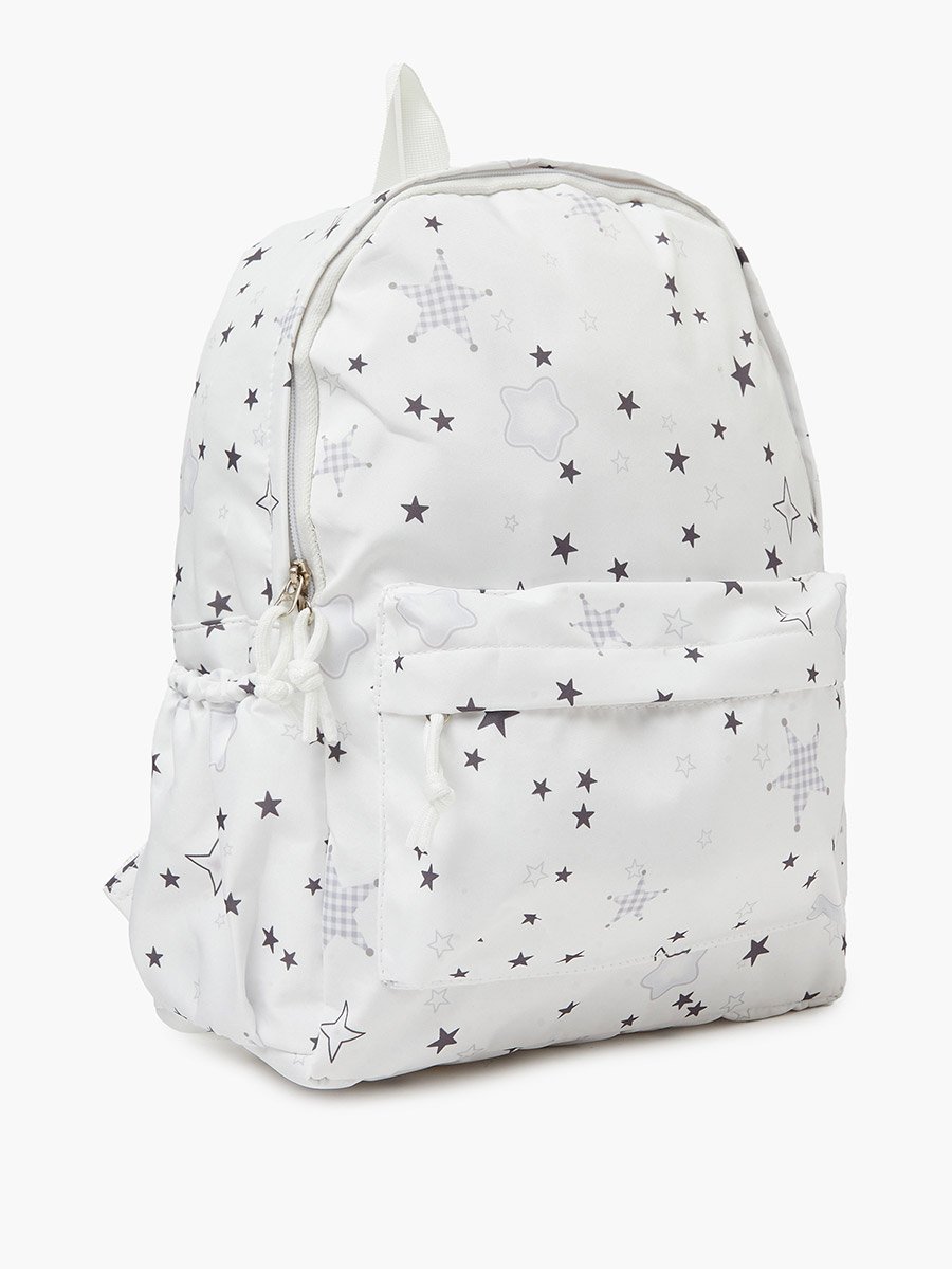 Girls White Star Print Casual Backpack