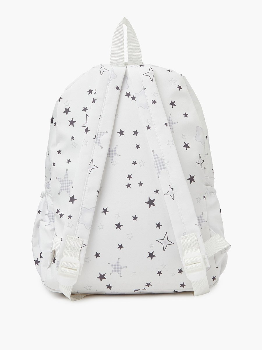 Girls White Star Print Casual Backpack