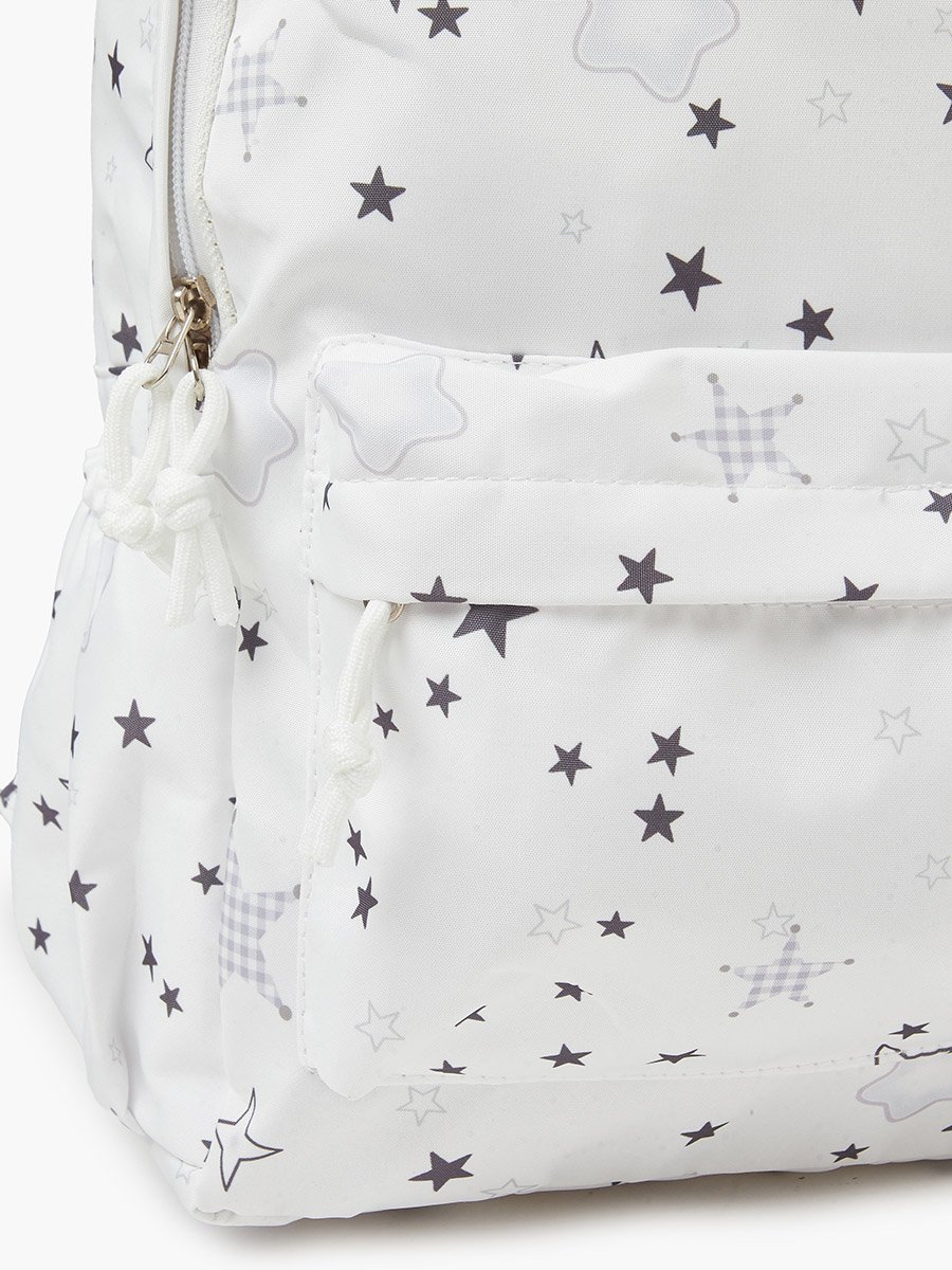 Girls White Star Print Casual Backpack