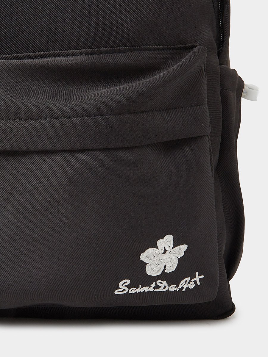 Girls Black Casual Backpack with Embroidery