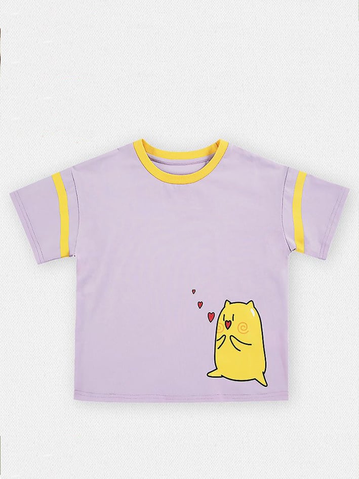 Girls Graphic Print Cotton Round Neck T-Shirt