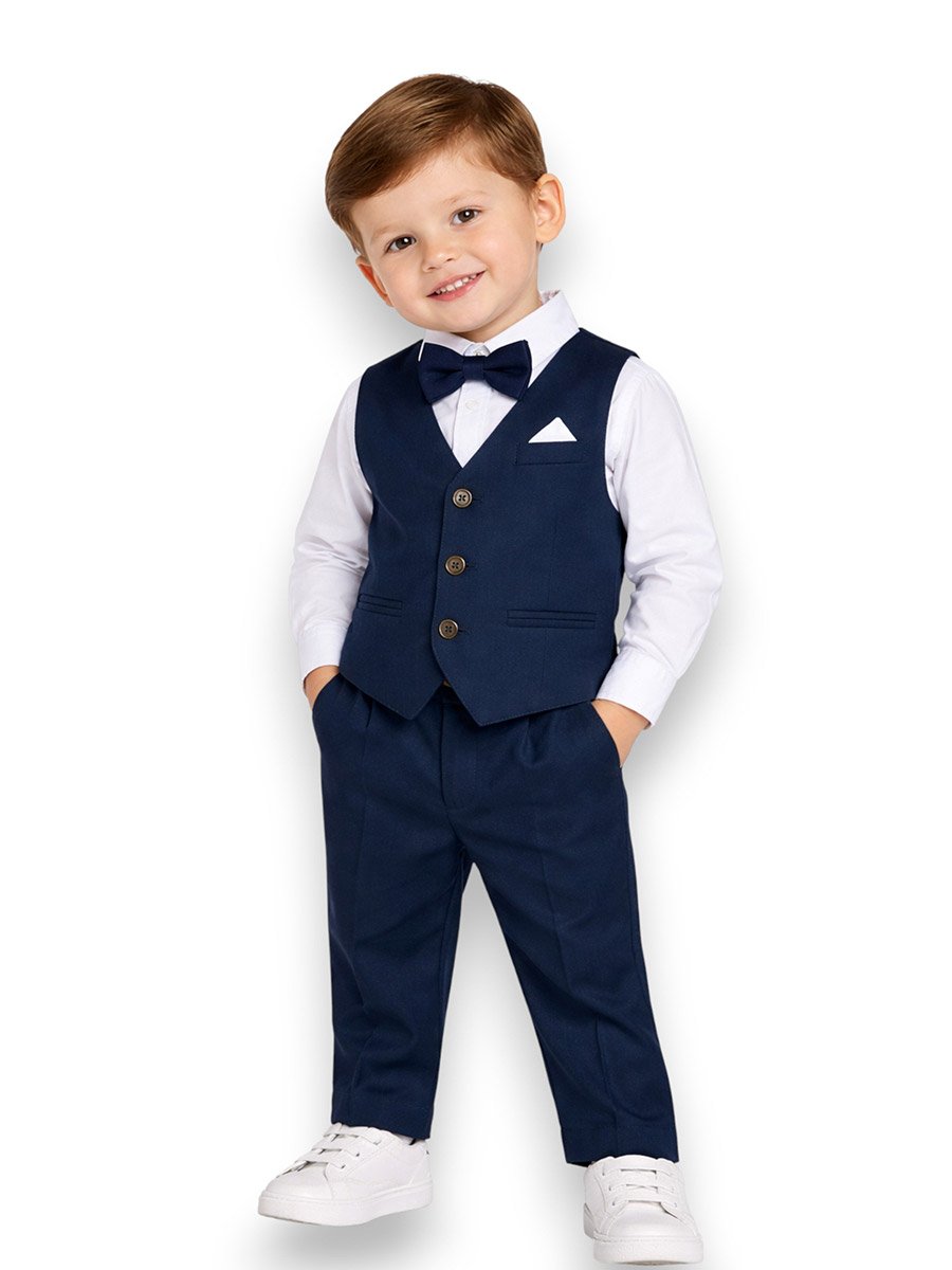 Boys 3-Piece Waistcoat, Shirt, Trousers and Bow Tie Set