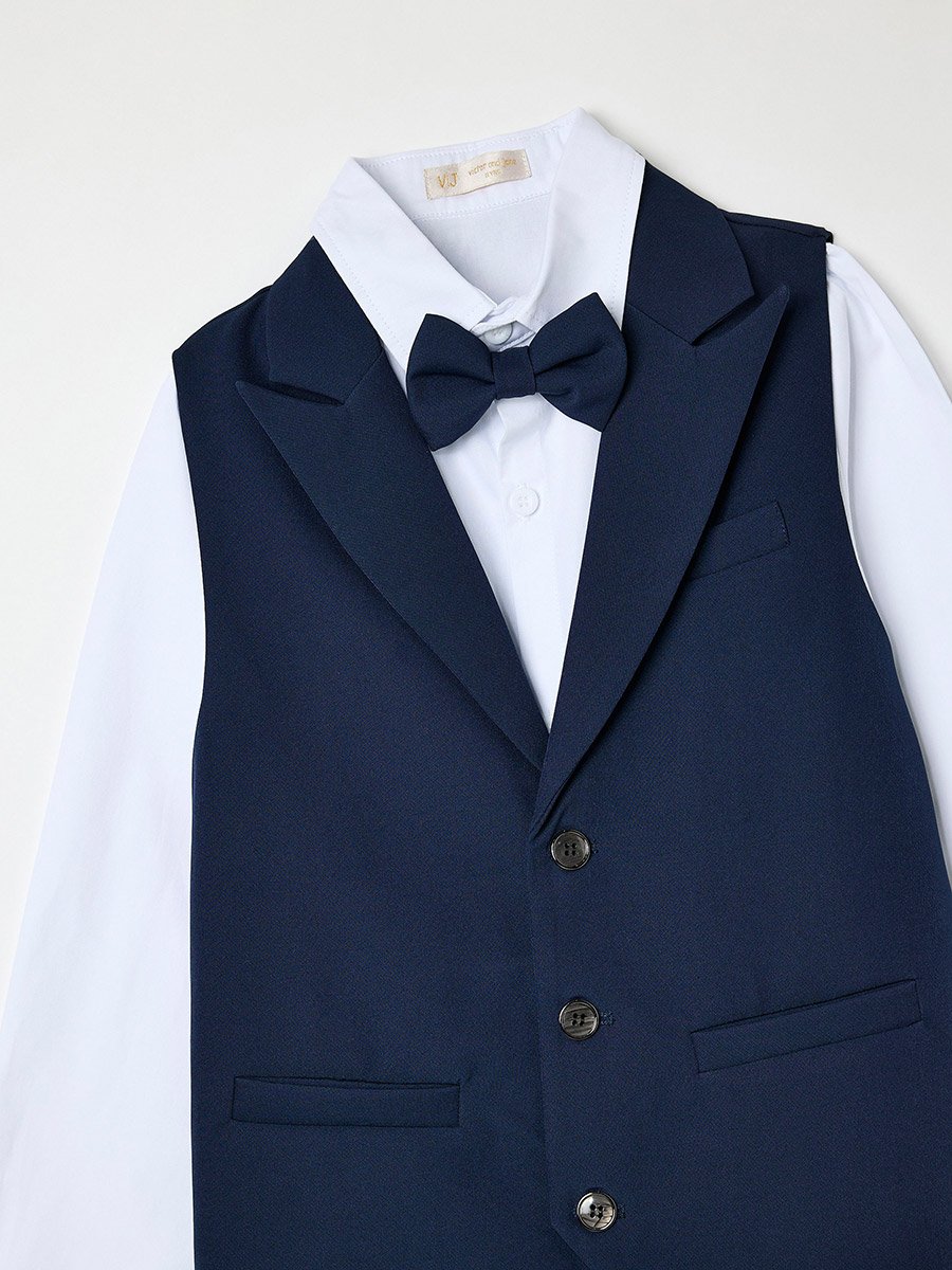 Boys 3-Piece Waistcoat, Shirt, Trousers and Bow Tie Set