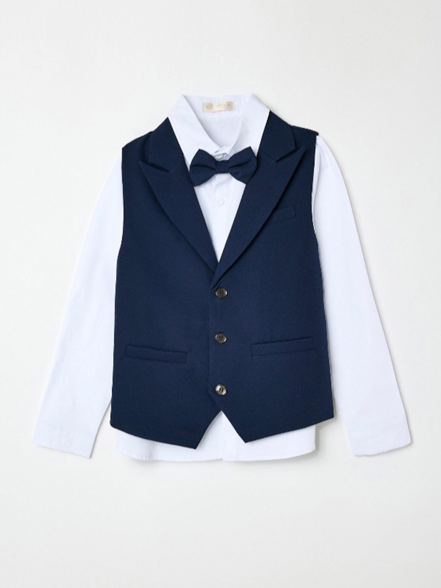 Boys 3-Piece Waistcoat, Shirt, Trousers and Bow Tie Set