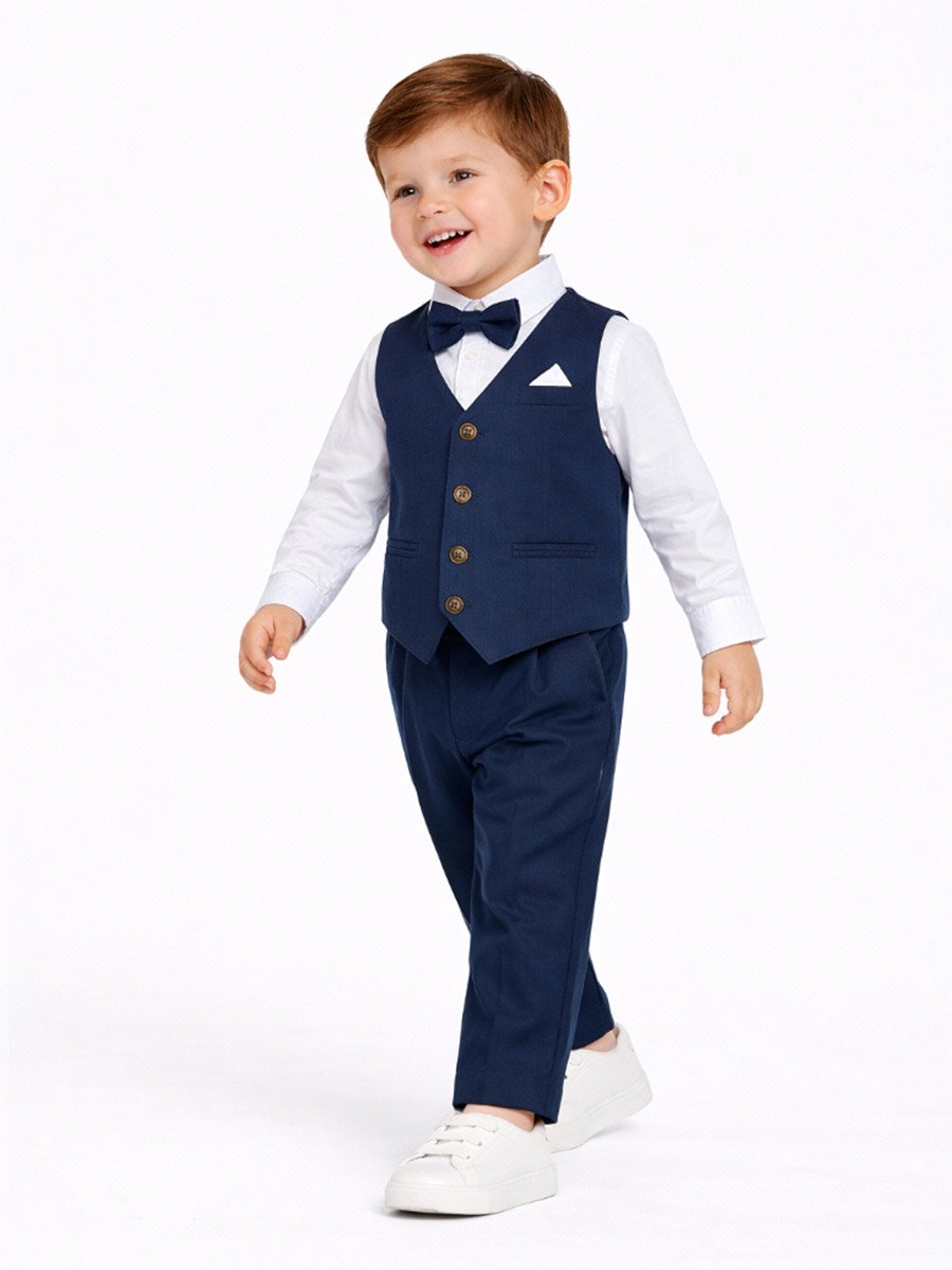 Boys 3-Piece Waistcoat, Shirt, Trousers and Bow Tie Set