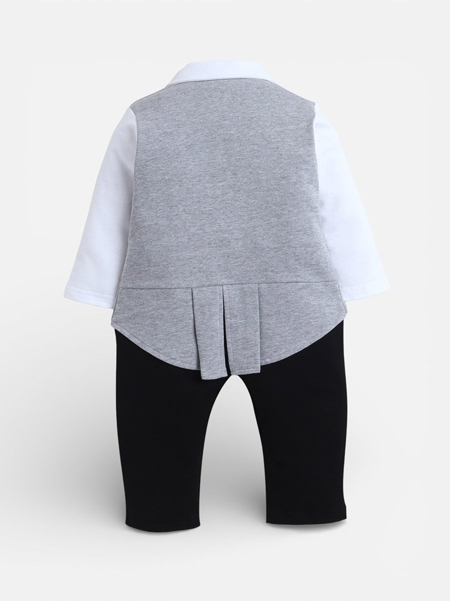 Baby Boys 3-Piece Tuxedo, Shirt and Bow Tie Mock Romper Set
