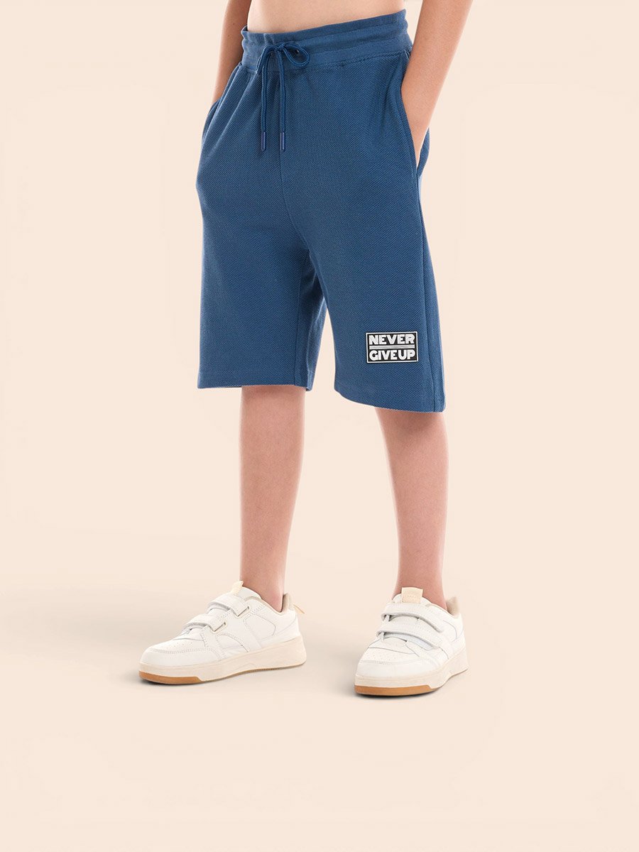 Boys Textured Knit Oversized T-Shirt and Shorts Set