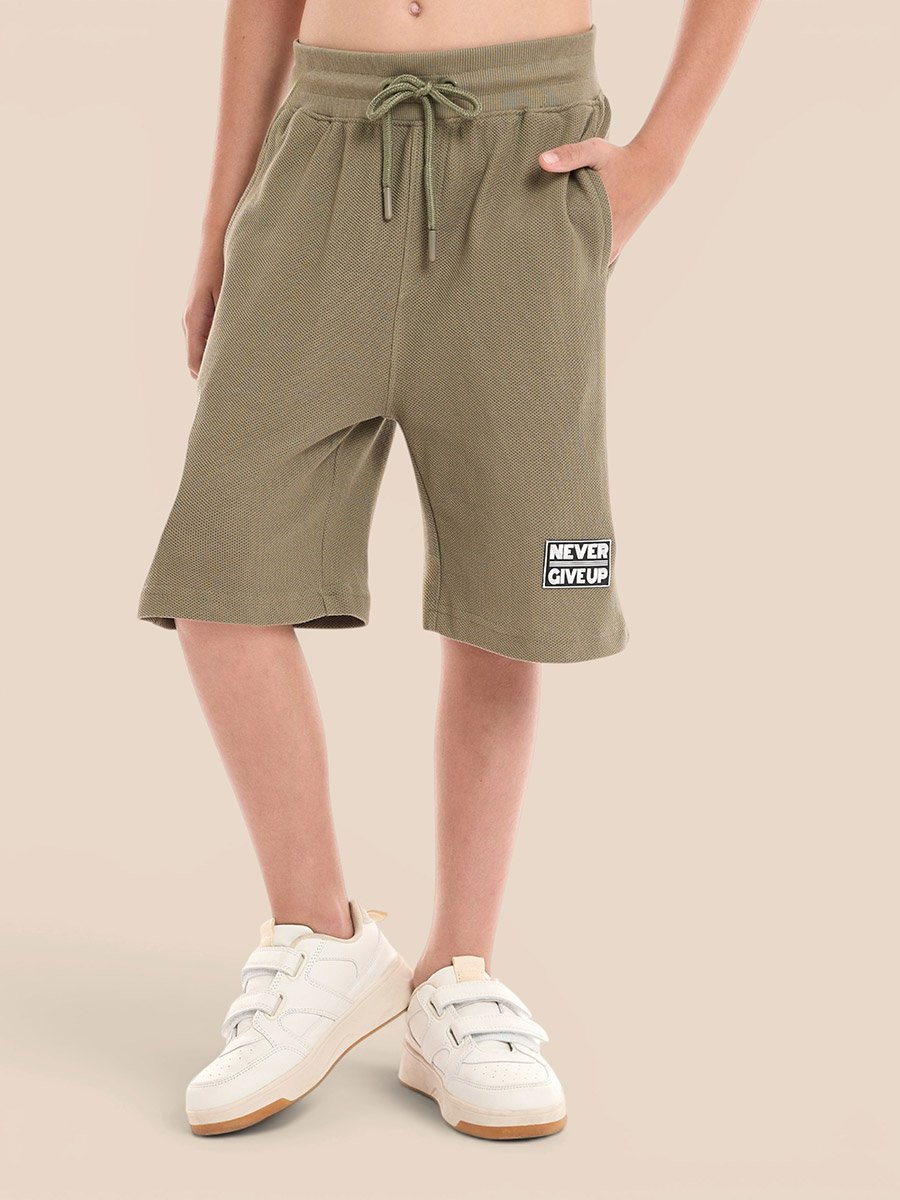 Boys Textured Knit Oversized T-Shirt and Shorts Set