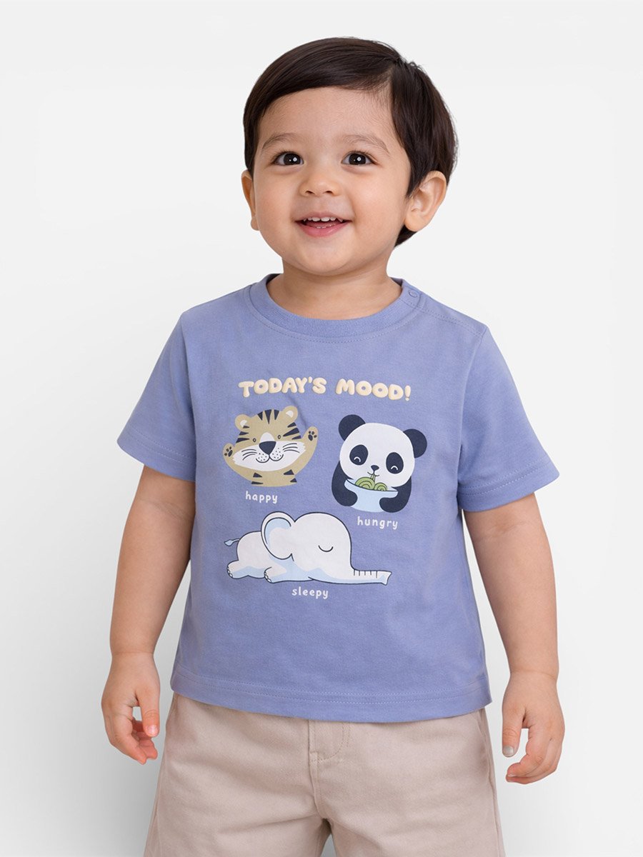 Baby Boys Animal Print Round Neck T-Shirt and Shorts Set