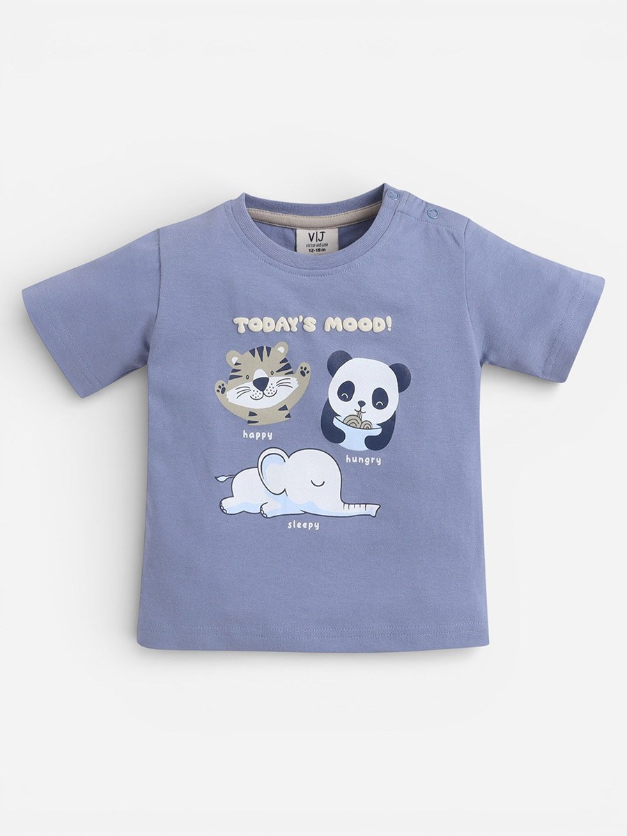 Baby Boys Animal Print Round Neck T-Shirt and Shorts Set