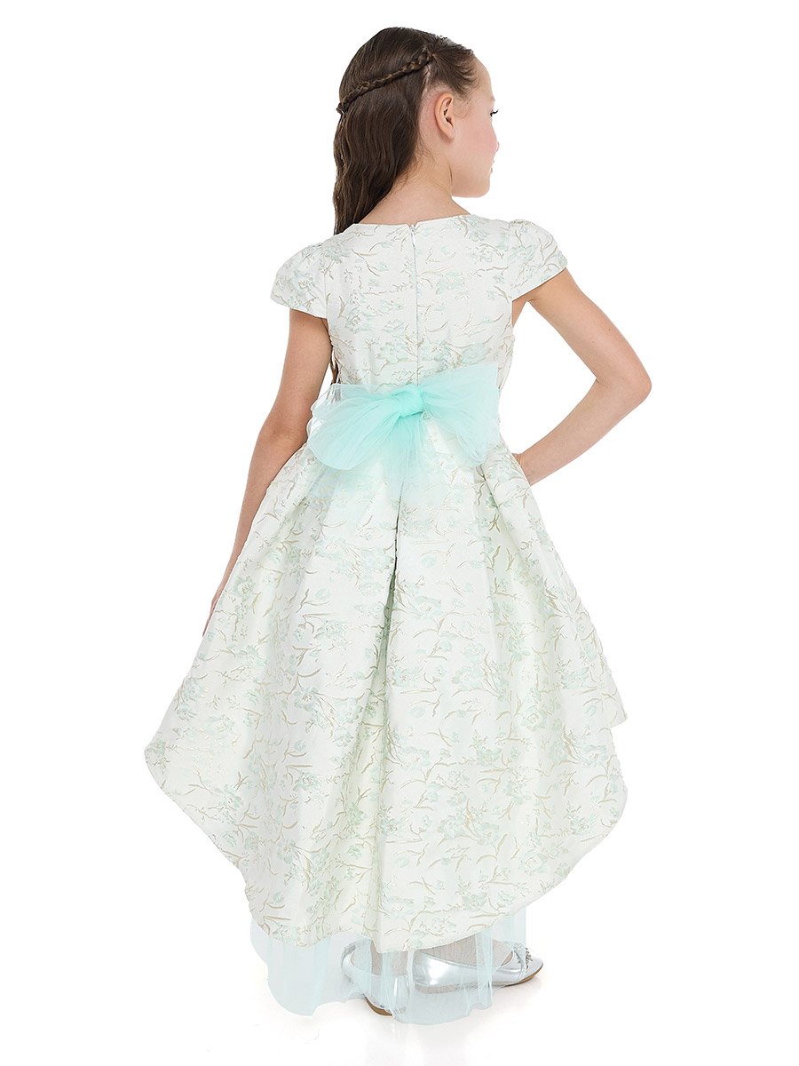 Girls Jacquard Mesh Insert Festive Dress
