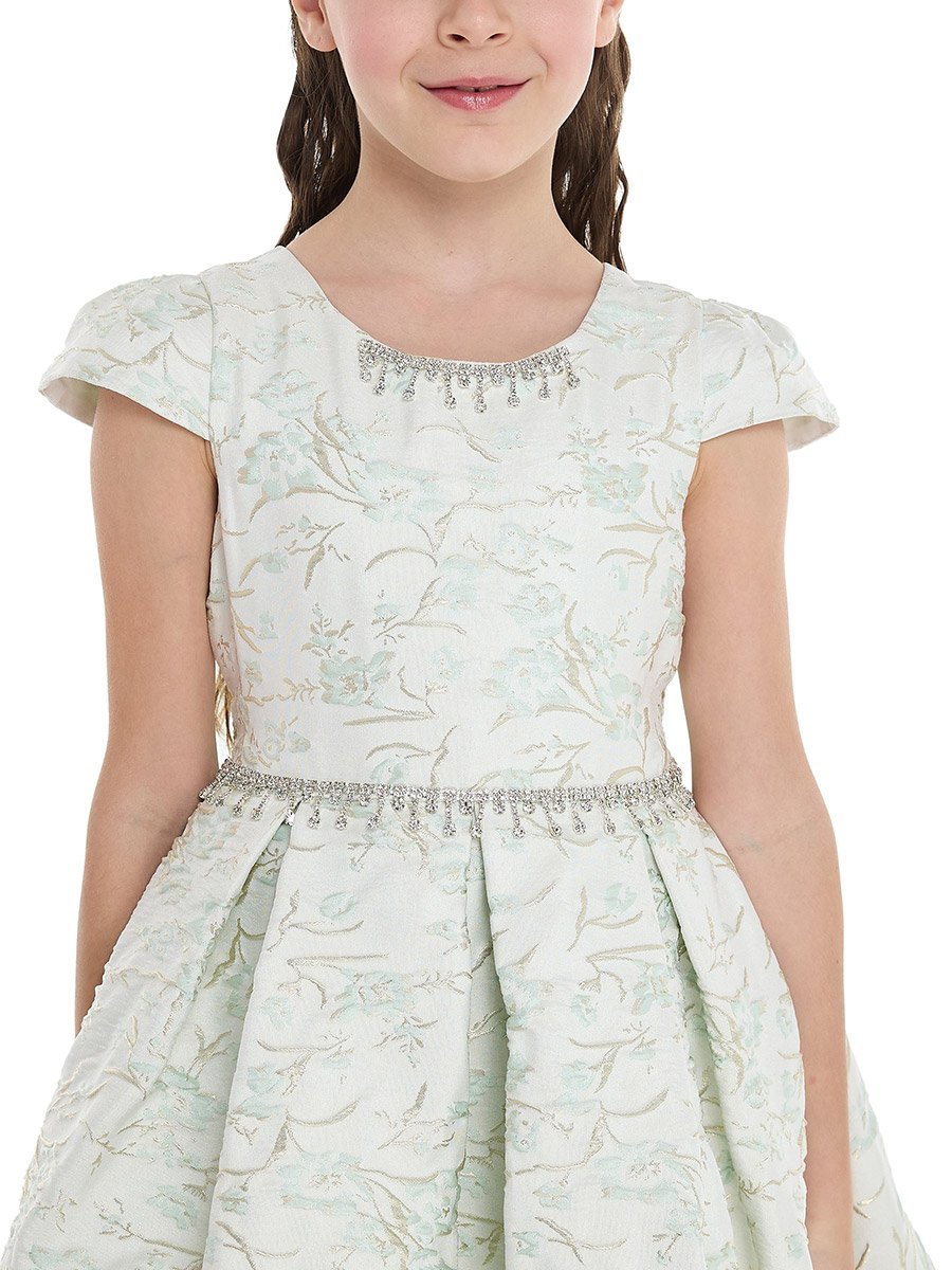 Girls Jacquard Mesh Insert Festive Dress