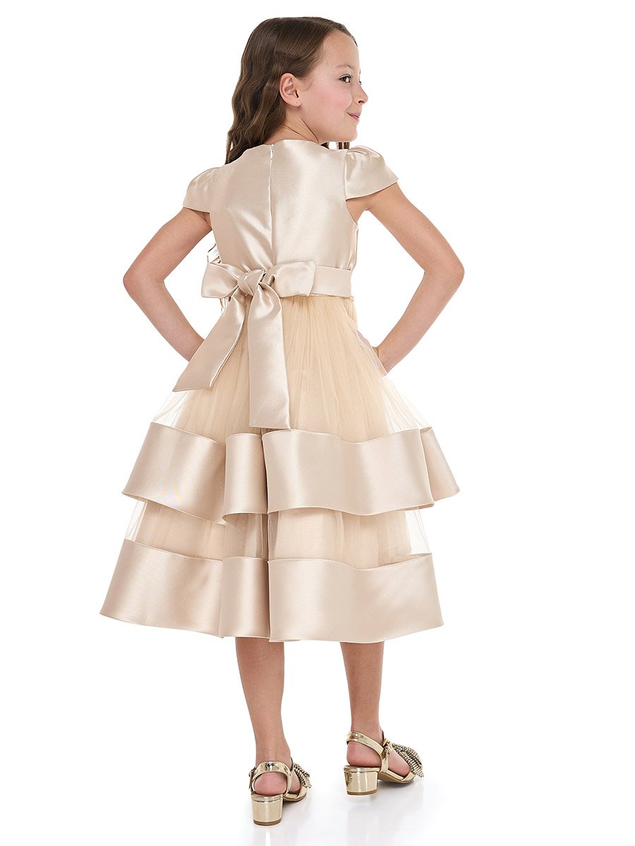 Girls Mesh Insert Layered Festive Ramadan Dress