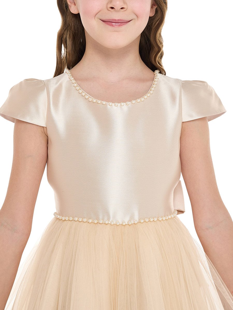 Girls Mesh Insert Layered Festive Ramadan Dress