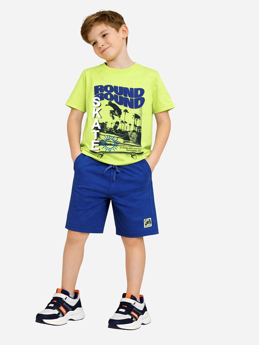 Boys Round Graphic T-Shirt and Shorts Set