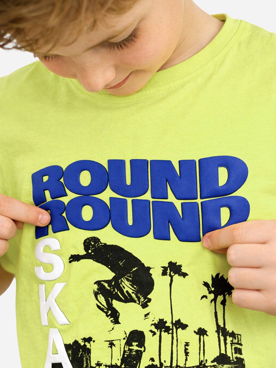 Boys Round Graphic T-Shirt and Shorts Set