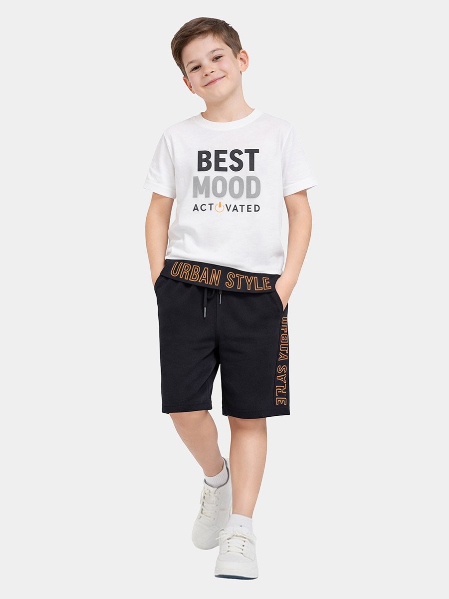 Boys Slogan Print T-Shirt and Shorts Set