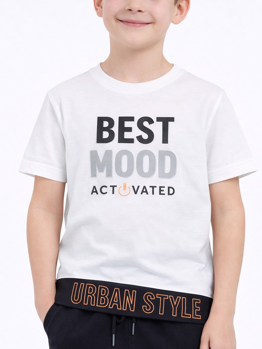 Boys Slogan Print T-Shirt and Shorts Set