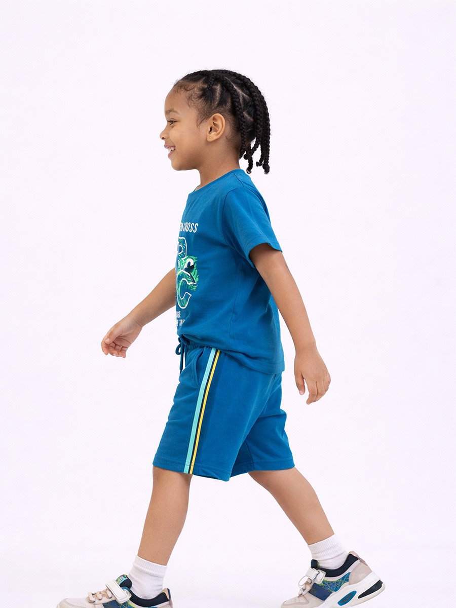 Boys Cotton Graphic Print T-Shirt and Shorts Set