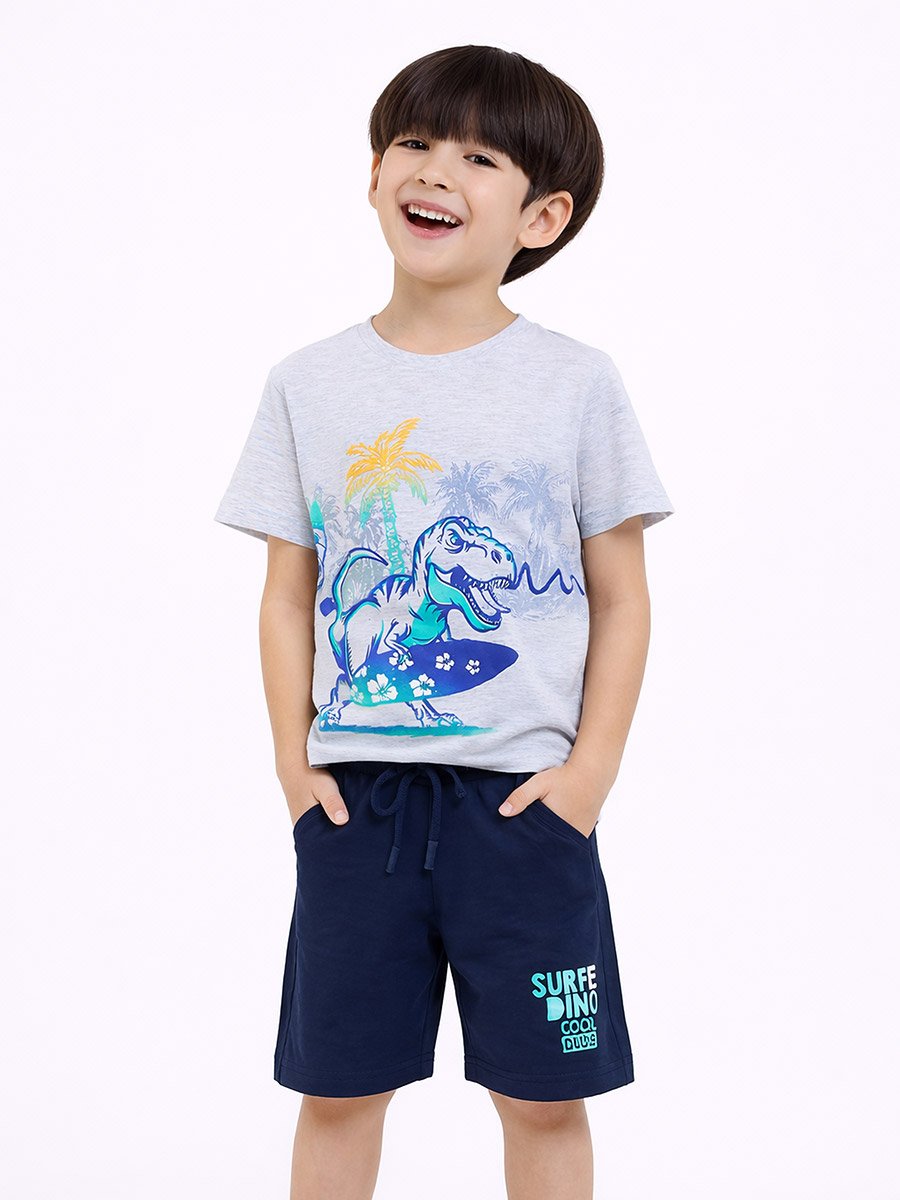 Boys Dino Surfer T-Shirt and Shorts Set