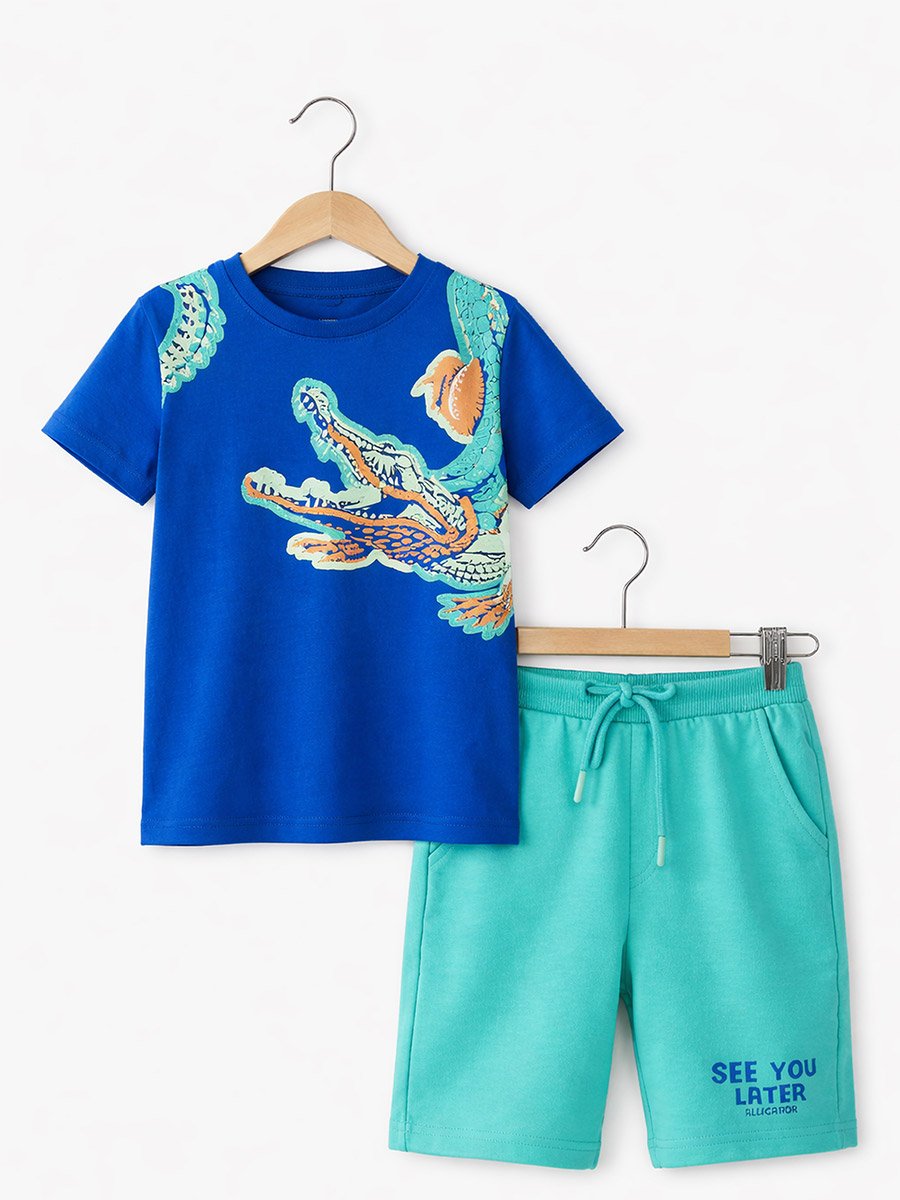 Boys Crocodile Graphic T-Shirt and Shorts Set