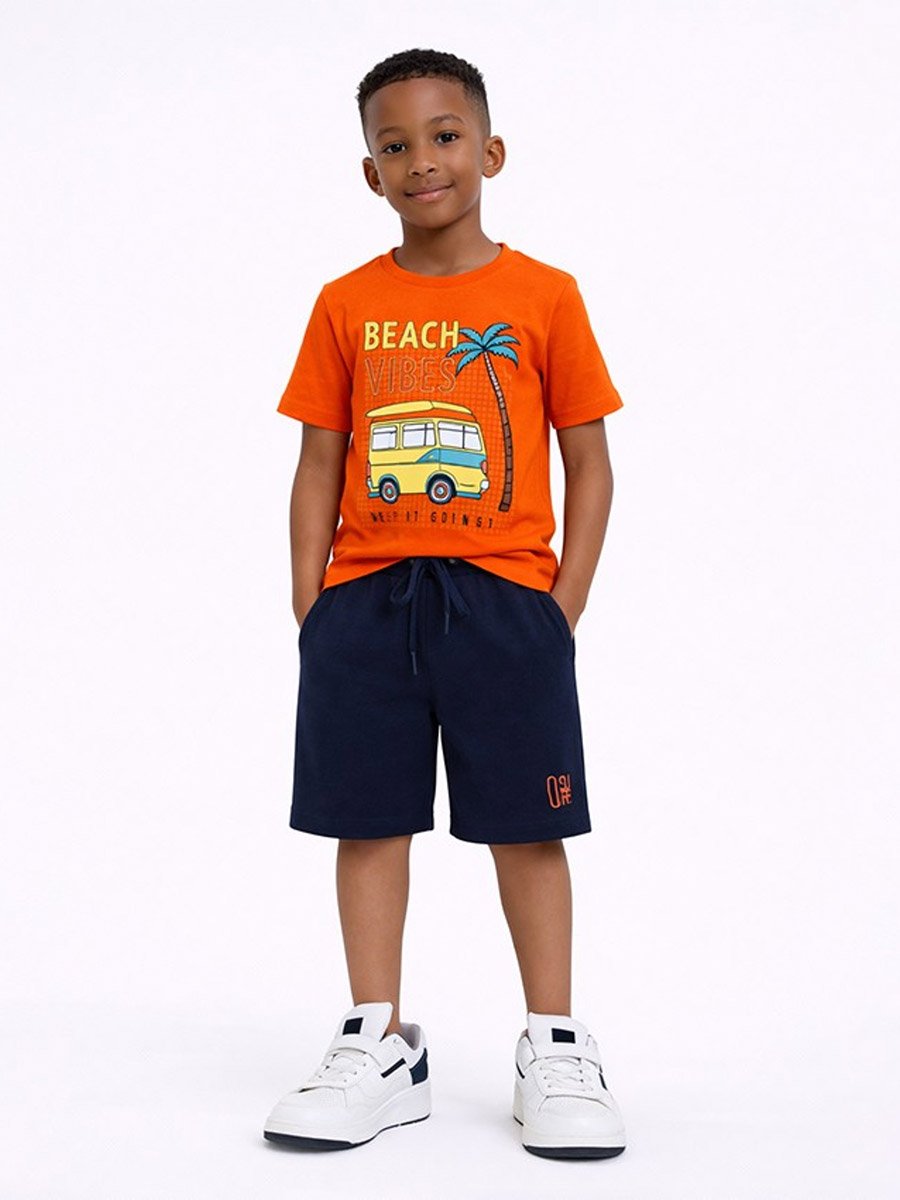 Boys Cotton Graphic T-Shirt and Shorts Set