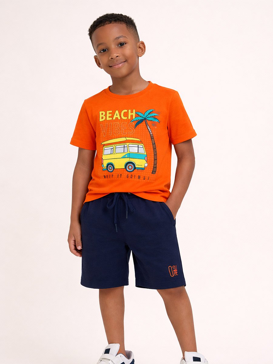 Boys Cotton Graphic T-Shirt and Shorts Set