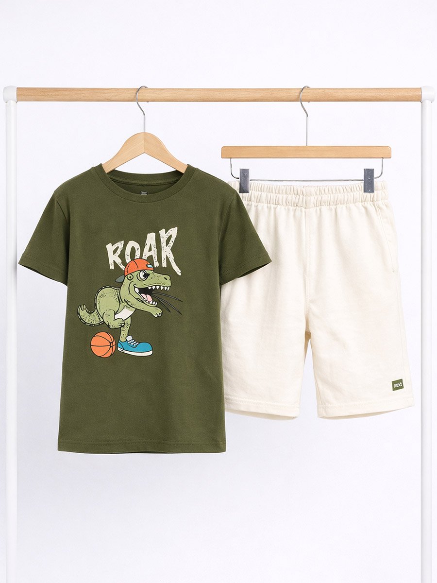 Boys Cotton Graphic T-Shirt and Shorts Set
