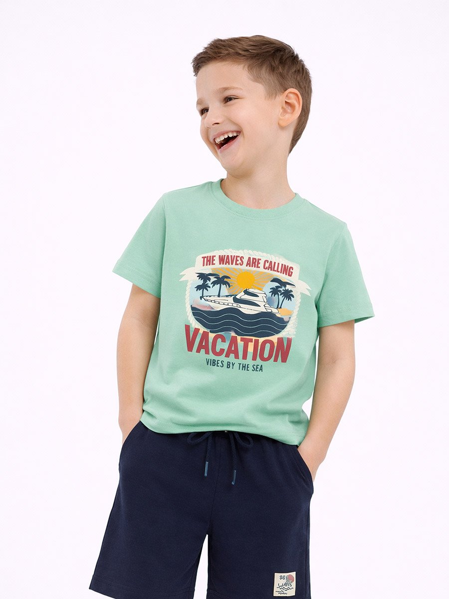 Boys Cotton Graphic T-Shirt and Shorts Set