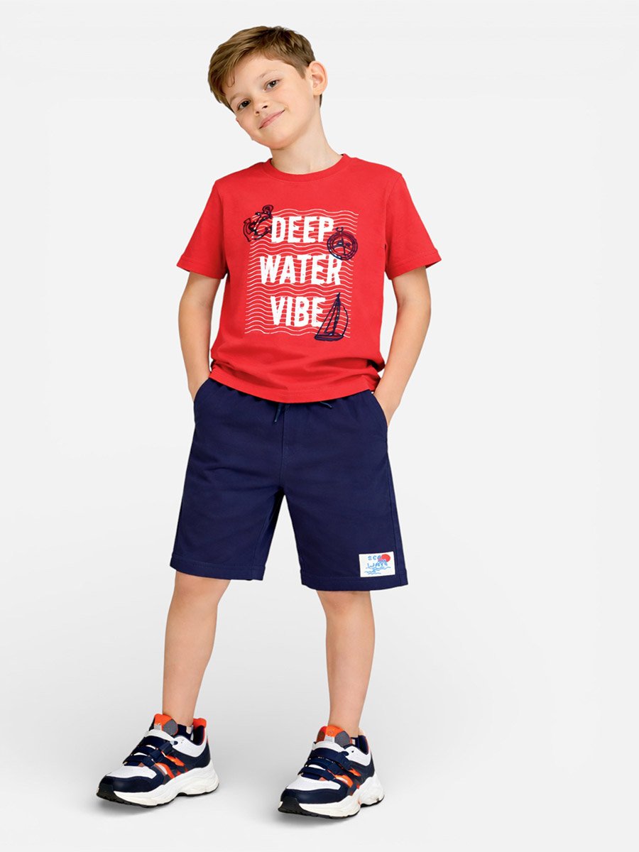Boys Round Neck Printed T-Shirt and Shorts Set