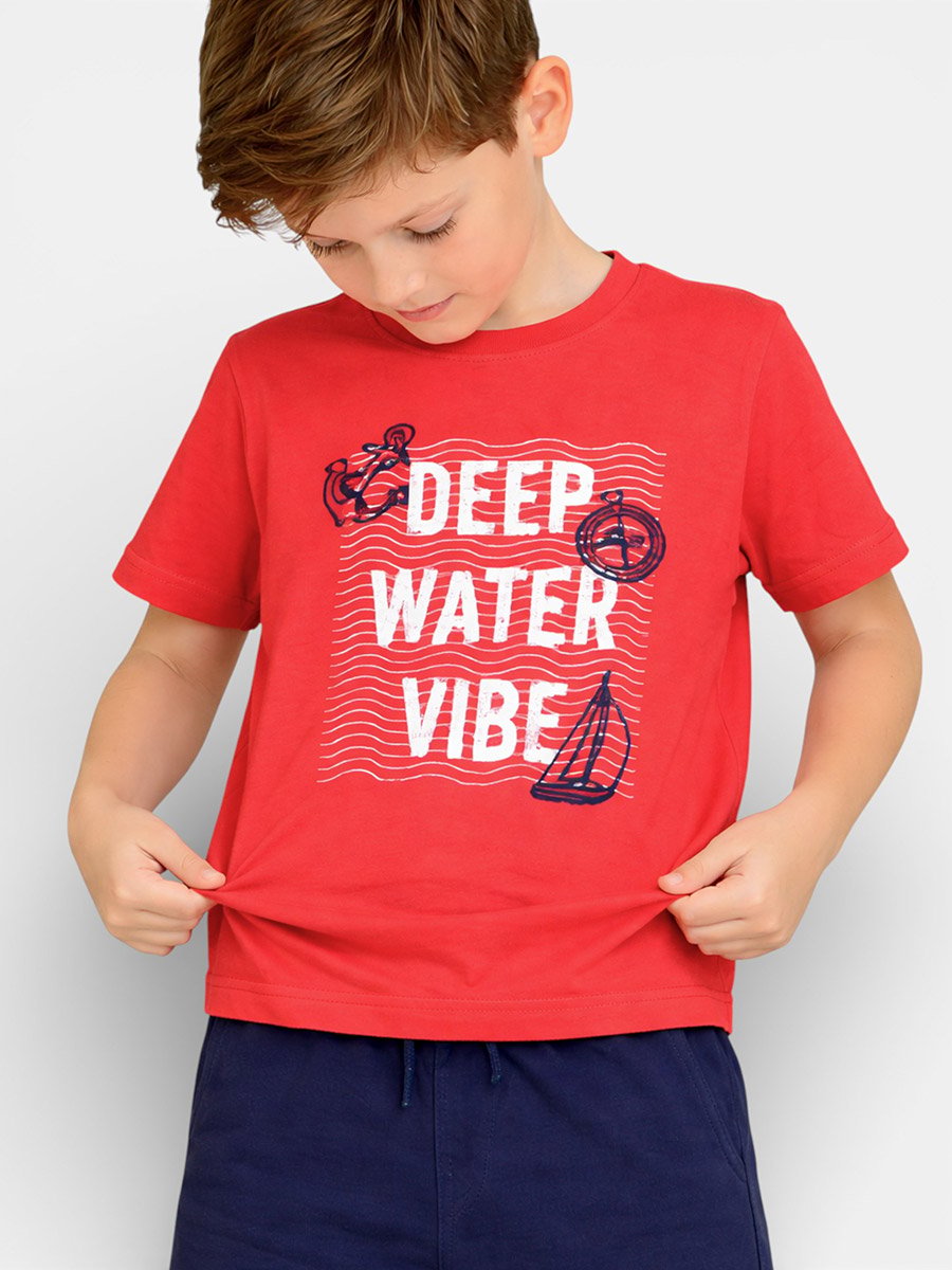 Boys Round Neck Printed T-Shirt and Shorts Set
