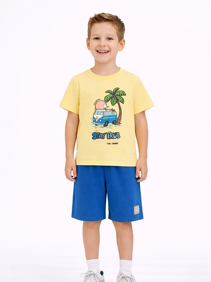 Boys Cotton Graphic T-Shirt and Shorts Set