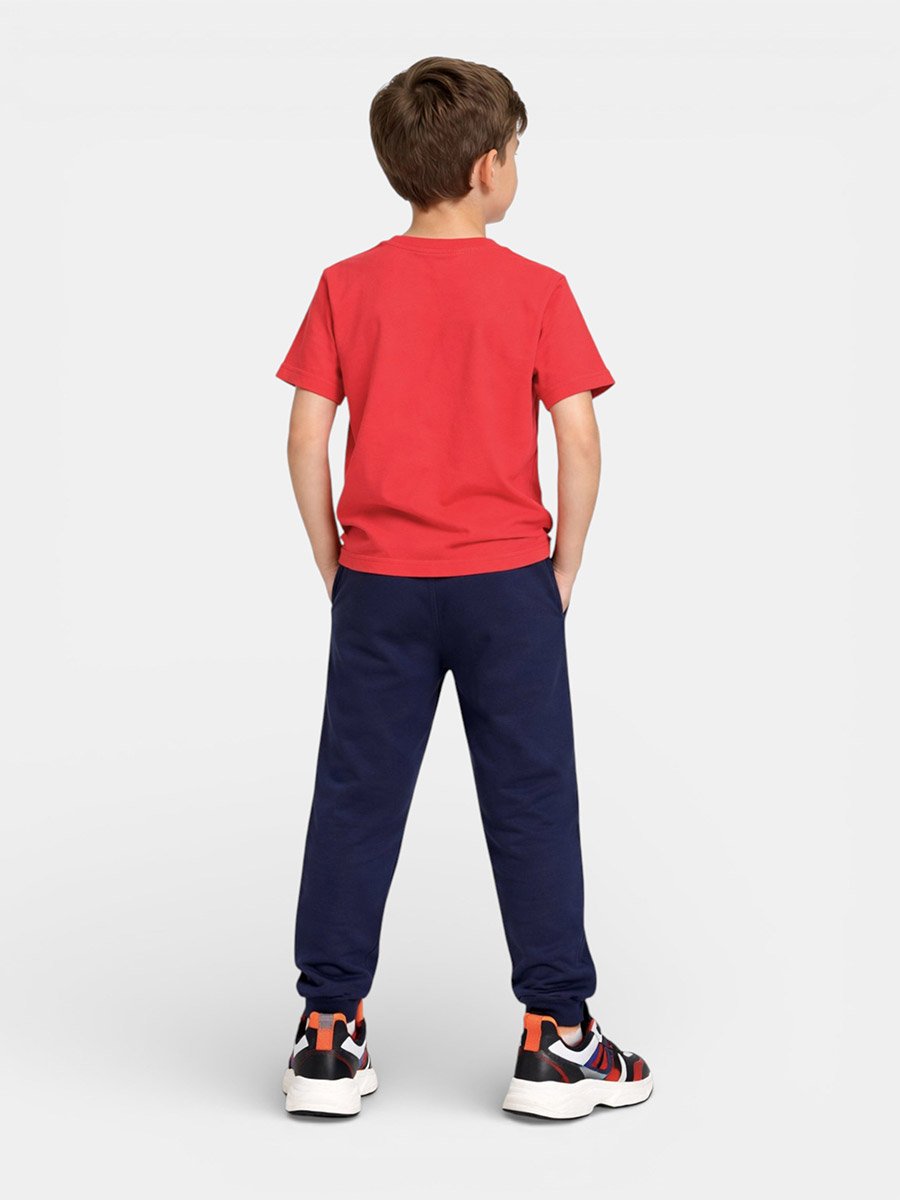 Boys Text Print T-Shirt and Terry Joggers Set