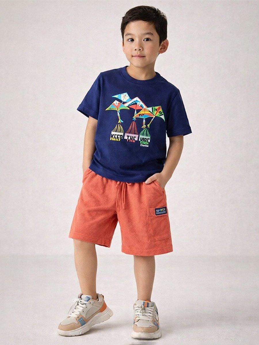 Boys Cotton Graphic T-Shirt and Shorts Set
