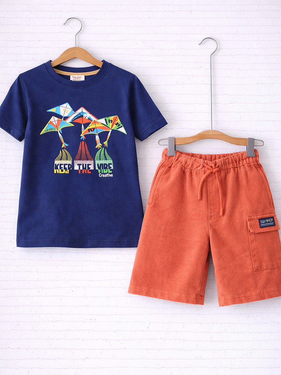 Boys Cotton Graphic T-Shirt and Shorts Set