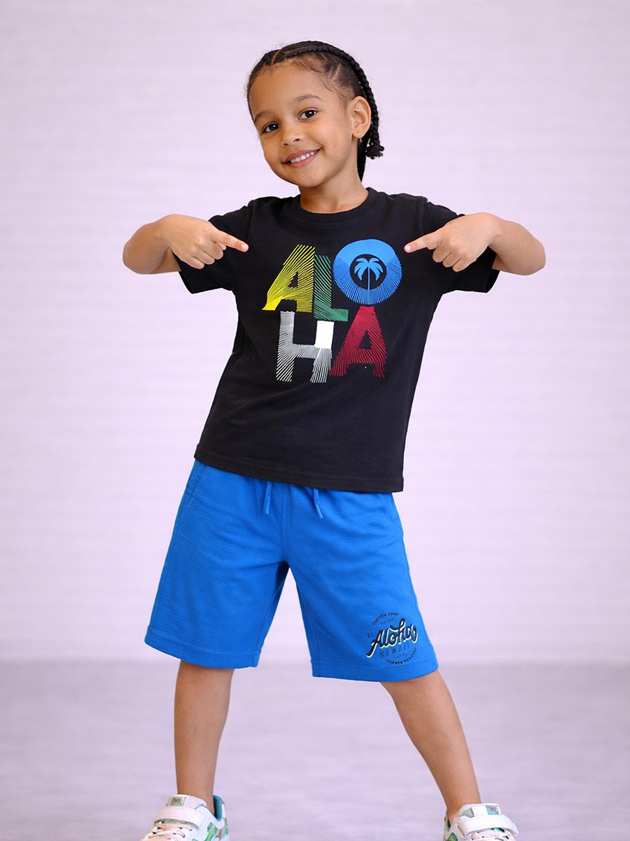 Boys Cotton Graphic T-Shirt and Shorts Set