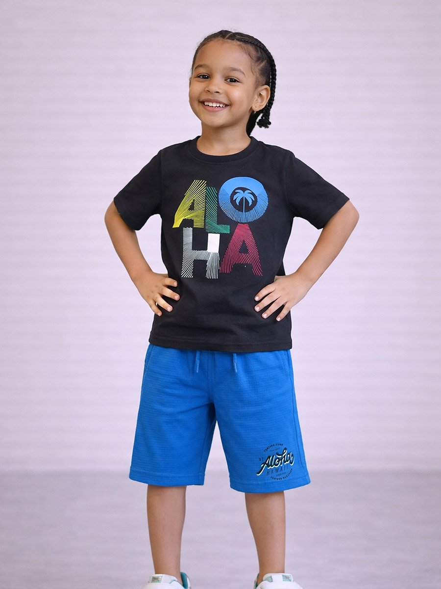 Boys Cotton Graphic T-Shirt and Shorts Set