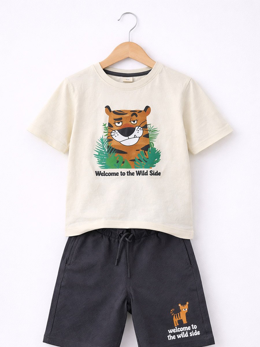Boys Tiger Graphic T-Shirt and Shorts Set