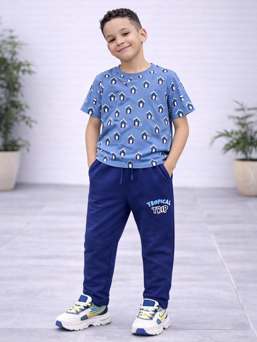 Boys Cotton Printed T-Shirt and Joggers Set