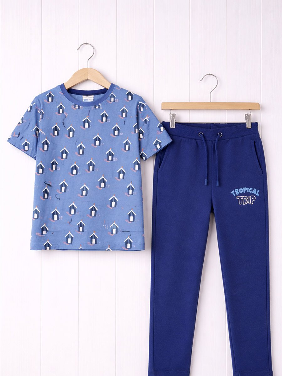 Boys Cotton Printed T-Shirt and Joggers Set