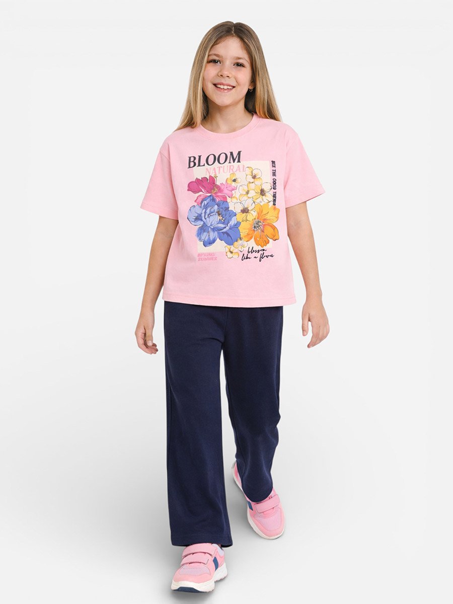 Girls Floral Print T-Shirt and Pants Set