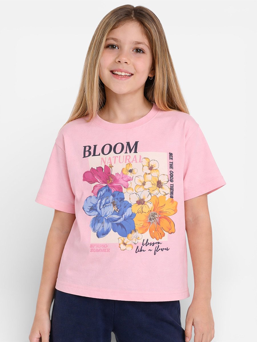 Girls Floral Print T-Shirt and Pants Set