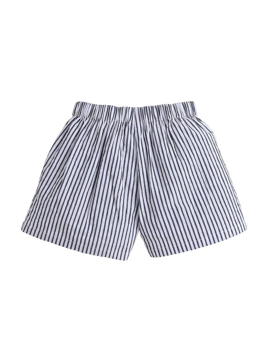 Girls Bow Print T-Shirt and Striped Shorts Set