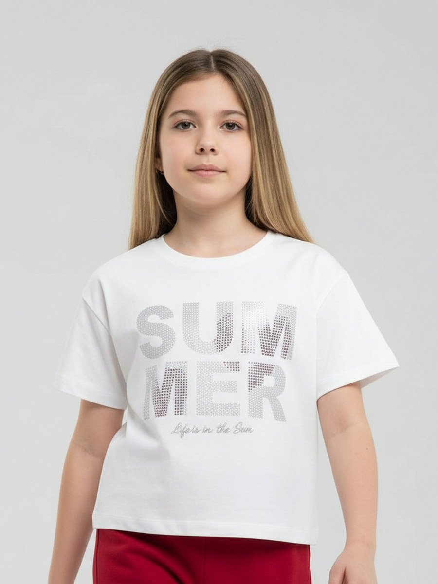 Girls Round Neck T-Shirt and Pants Set