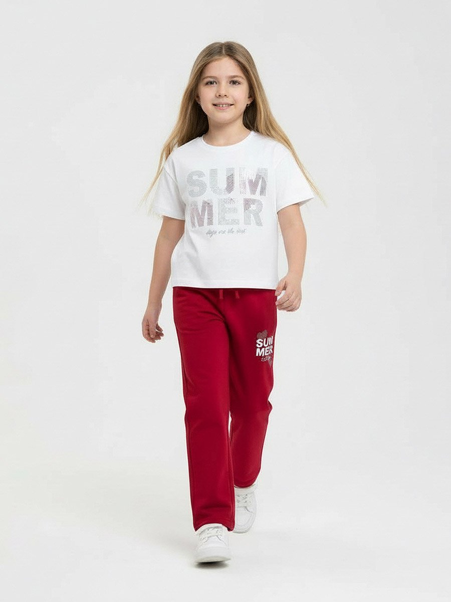 Girls Round Neck T-Shirt and Pants Set